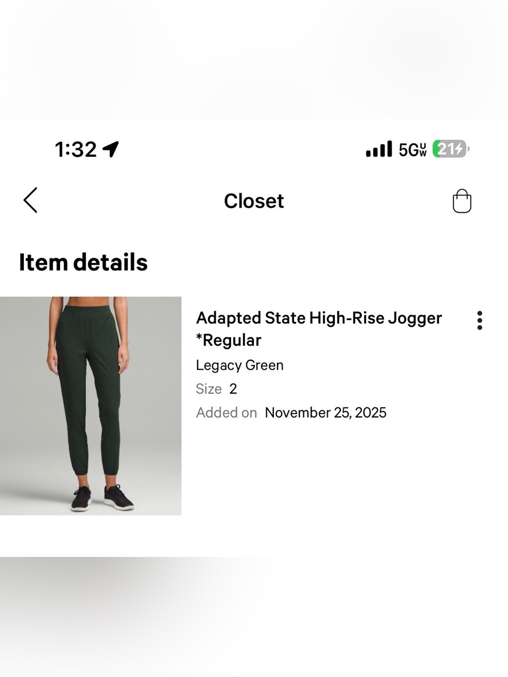 EUC Lululemon Adapted State High-Rise Jogger Pants - Legacy Green